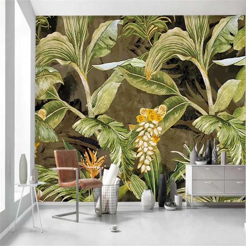 beibehang Custom 3d Wall paper Vintage Rainforest Palm Banana Leaf Fresco Sofa Living Room Bedroom Tv Background Wall
beibehang Custom 3d Wall paper Vintage Rainforest Palm Banana Leaf Fresco Sofa Living Room Bedroom Tv Background Wall