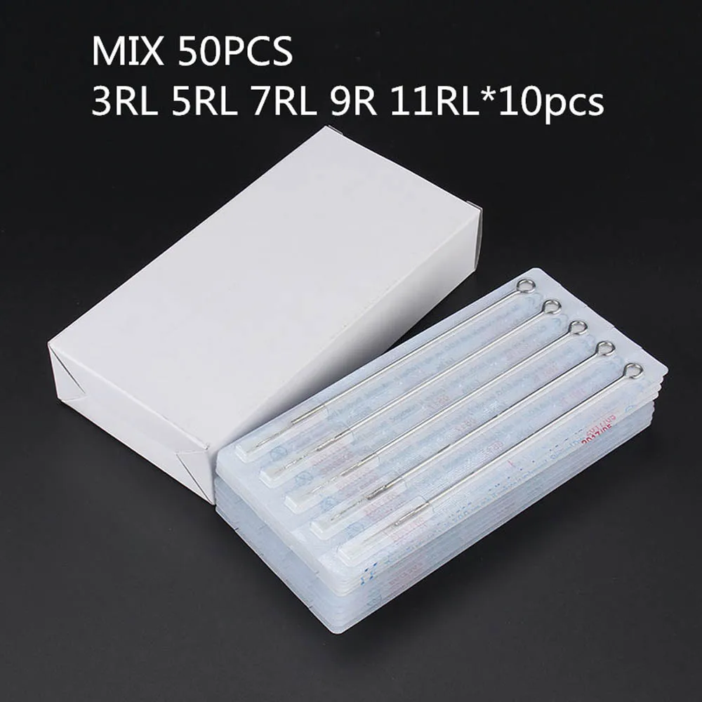 New 50pcs Assorted Sterilized Tattoo Needles 5 Sizes 3RL 5RL 7RL 9RL 11RL Round Liner Tattoo Machine Needles For Tattoo Supply
New 50pcs Assorted Sterilized Tattoo Needles 5 Sizes 3RL 5RL 7RL 9RL 11RL Round Liner Tattoo Machine Needles For Tattoo Supply
