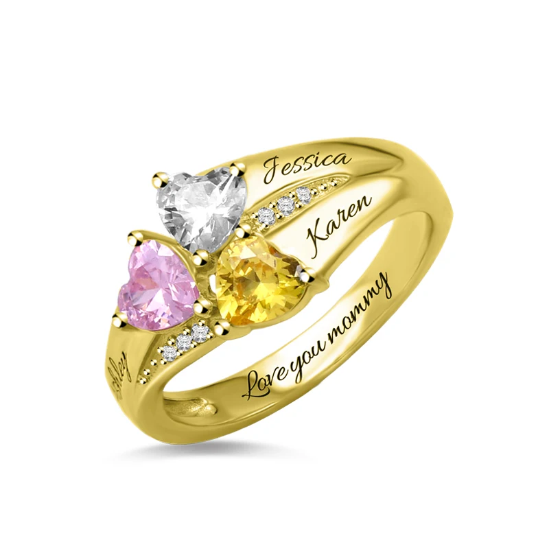 Wholesale Personalized 3 Names Ring Heart Birthstone Ring Engraving Ring Love Anniversary Jewelry Gift for MOM
Wholesale Personalized 3 Names Ring Heart Birthstone Ring Engraving Ring Love Anniversary Jewelry Gift for MOM