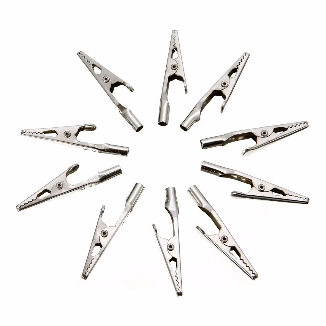 10pcs 51mm Length Electrical Crocodile Clamps Nickel Steel Screw Probe Fixing Test Alligator Clips
10pcs 51mm Length Electrical Crocodile Clamps Nickel Steel Screw Probe Fixing Test Alligator Clips