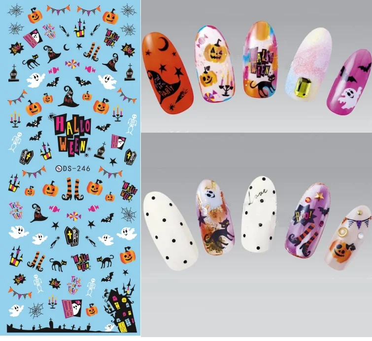 DS246 Halloween Pumpkins Water Transfer Nails Art Sticker Decal Ghost Black Cats Bats Nail Wraps Tips
DS246 Halloween Pumpkins Water Transfer Nails Art Sticker Decal Ghost Black Cats Bats Nail Wraps Tips