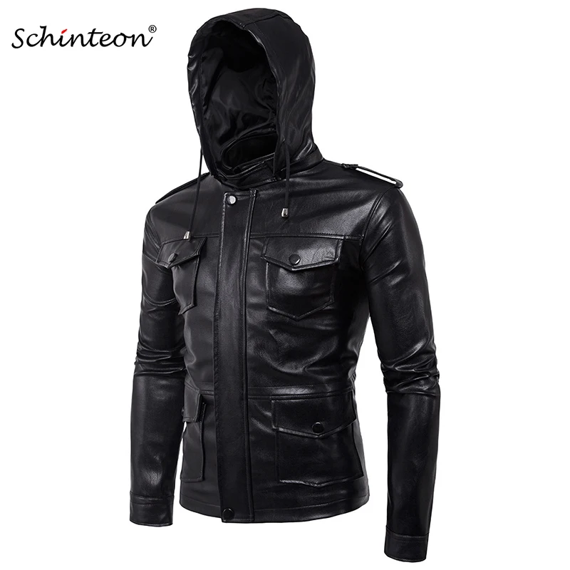 Schinteon Men Soft PU Leather Jacket with Leather Hood Black Mutil Pockets Plus Size Motorcycle Jacket Male Brand Clothing
Schinteon Men Soft PU Leather Jacket with Leather Hood Black Mutil Pockets Plus Size Motorcycle Jacket Male Brand Clothing