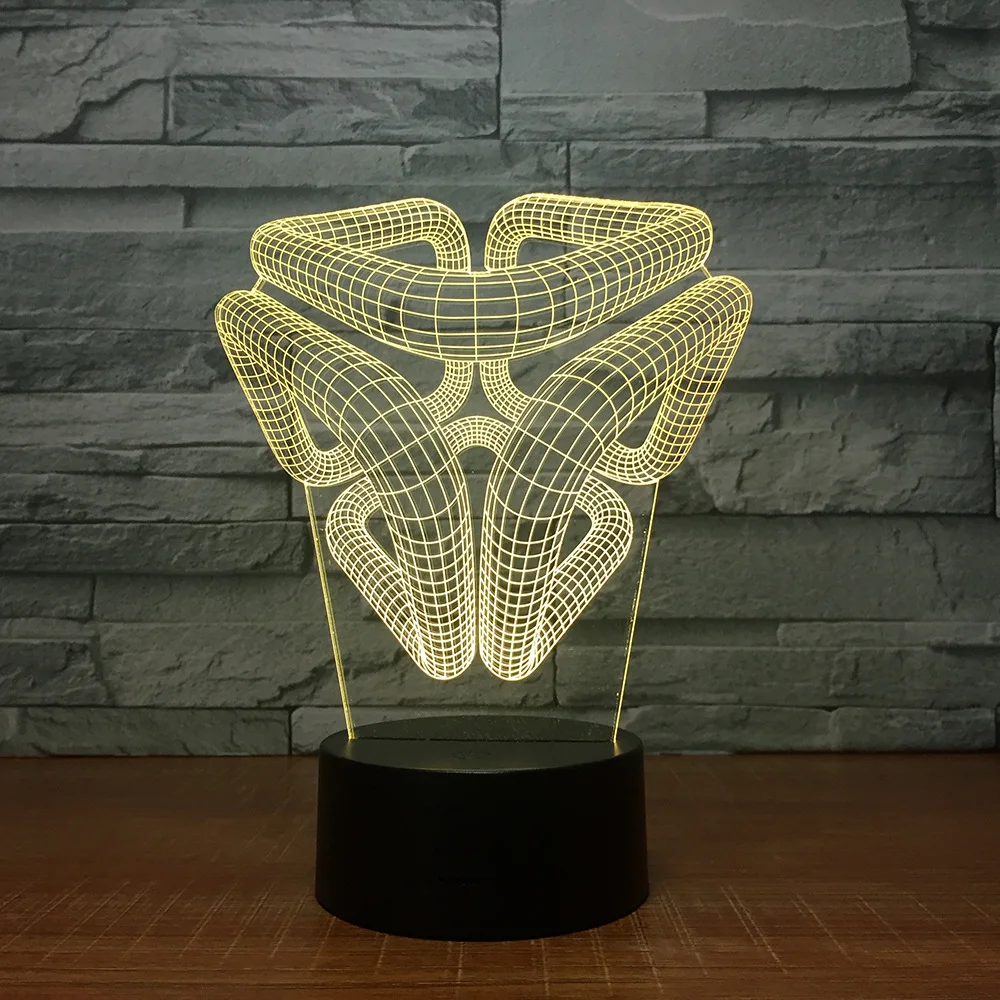 

Abstract Spiral Holes Desk Table Lamp Decoration 3D Illusion Lamp Acrylic Panel Stereo Effect Night Light with 7 Colors Change