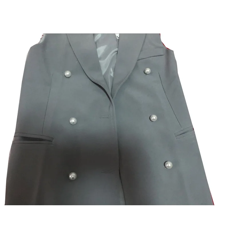 Fake Pearls Buttons Blue-grey Long Blazer Vest Women Suit Jacket Coats Pocket Double Breasted Colete Feminina Tops
Fake Pearls Buttons Blue-grey Long Blazer Vest Women Suit Jacket Coats Pocket Double Breasted Colete Feminina Tops