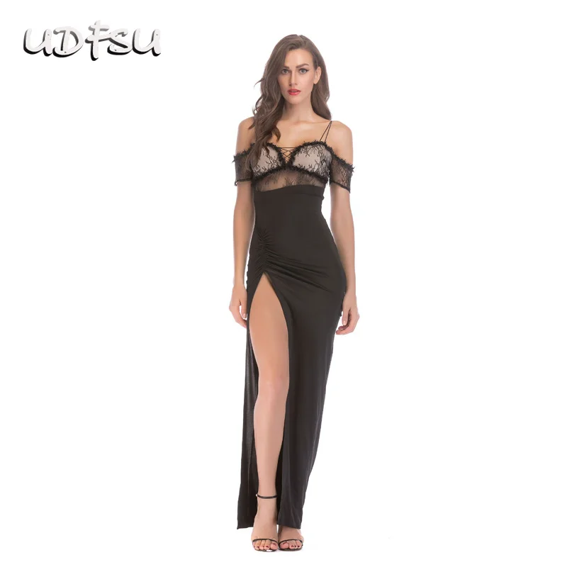 UDFSU Women Off Shoulder V-Neck Evening Dress Spaghtti Strap Split Party Gown Elegant Backless Lace Party Dresses
UDFSU Women Off Shoulder V-Neck Evening Dress Spaghtti Strap Split Party Gown Elegant Backless Lace Party Dresses