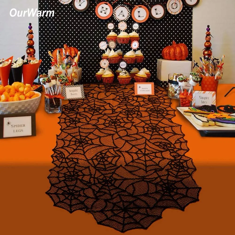 Ourwarm 1pc 20X80inch Halloween Spider Web Table Runners Black Lace Tablecloth Halloween Table Decoration Event Party Supplies
Ourwarm 1pc 20X80inch Halloween Spider Web Table Runners Black Lace Tablecloth Halloween Table Decoration Event Party Supplies