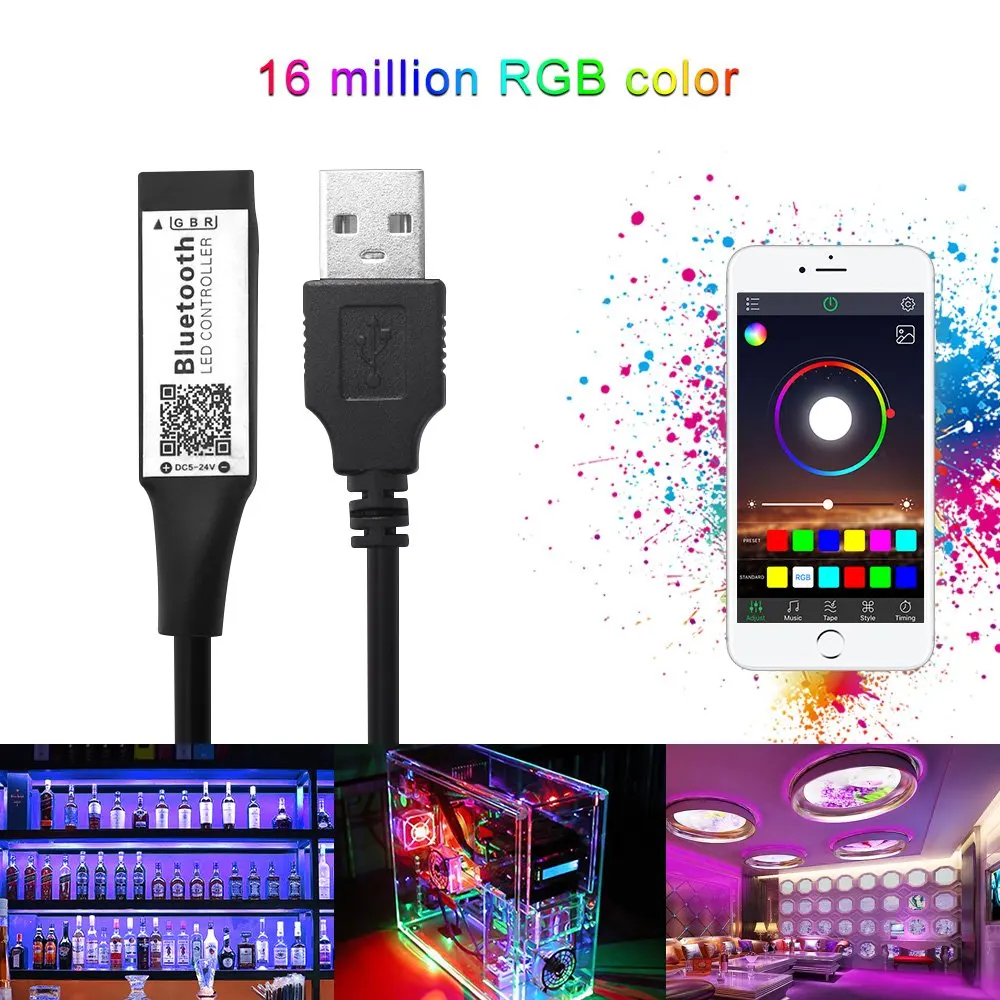 Мини 5 в USB RGB Bluetooth контроллер 5050 3528 Светодиодные полосы света Диммер с 4pin RGBW IOS/Android