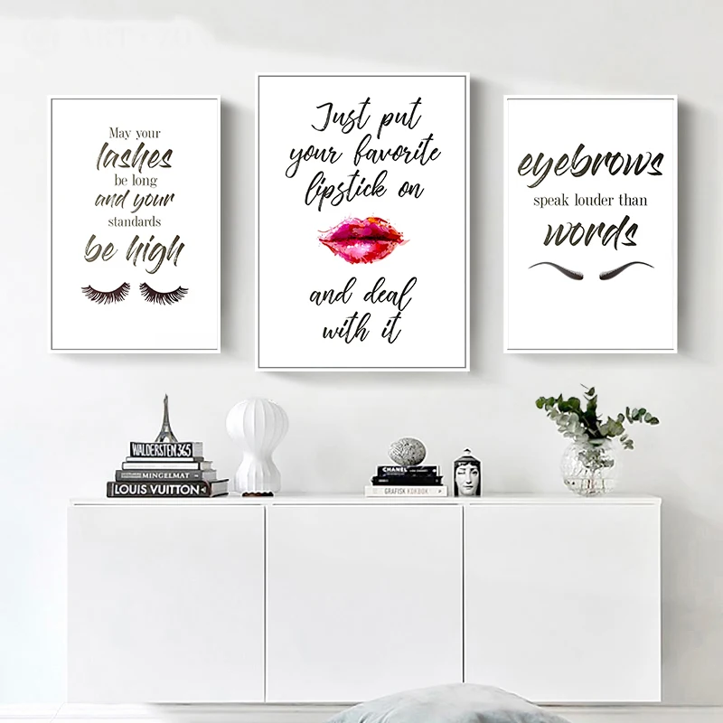 Modern Fashion Wall Art Makeup Minimalist Canvas Painting Funny Quotes Posters and Print Eyebrows Pictures for Living Room Decor
Modern Fashion Wall Art Makeup Minimalist Canvas Painting Funny Quotes Posters and Print Eyebrows Pictures for Living Room Decor