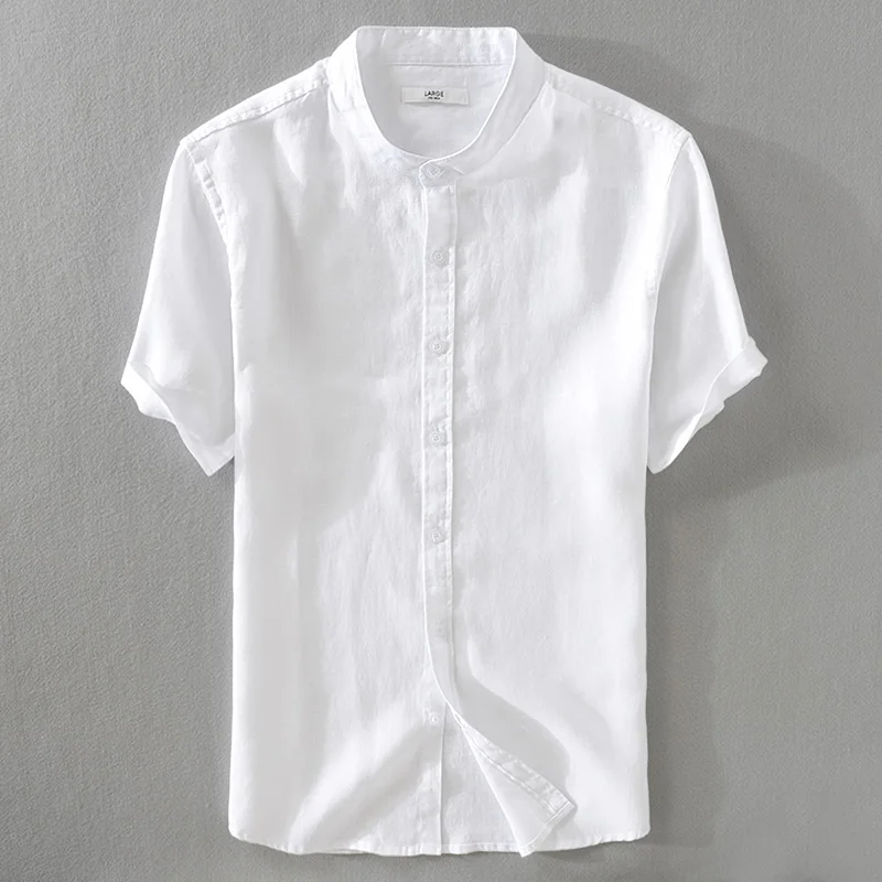 2018 New style short sleeve linen shirt men brand fashion casual men shirts stand collar solid white shirt mens summer camisa
2018 New style short sleeve linen shirt men brand fashion casual men shirts stand collar solid white shirt mens summer camisa