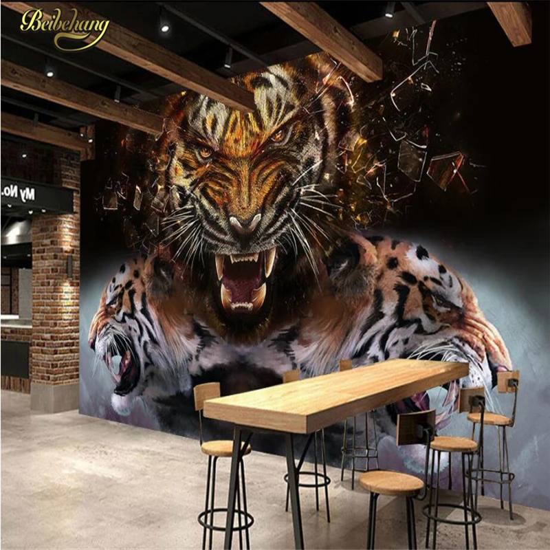 

beibehang tiger Custom Photo Wall Paper 3D Mural living Room KTV Backdrop papel parede Wallpaper For Walls 3 D wall paper