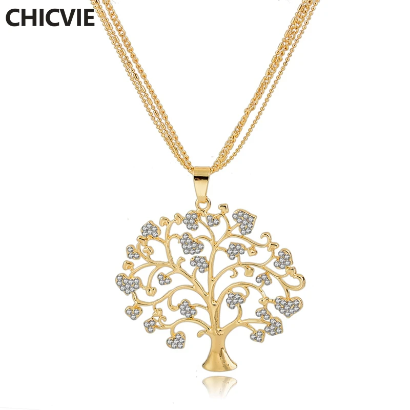 CHICVIE Unique vintage Austrian Crystal Tree Necklaces Pendants Gold Color Chains Necklaces For Women Christmas Gifts SNE160113
CHICVIE Unique vintage Austrian Crystal Tree Necklaces Pendants Gold Color Chains Necklaces For Women Christmas Gifts SNE160113