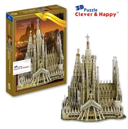 

Candice guo 3D puzzle DIY toy paper building model assemble hand work sagrada familia Basilica Barcelona cathedral Holy Church