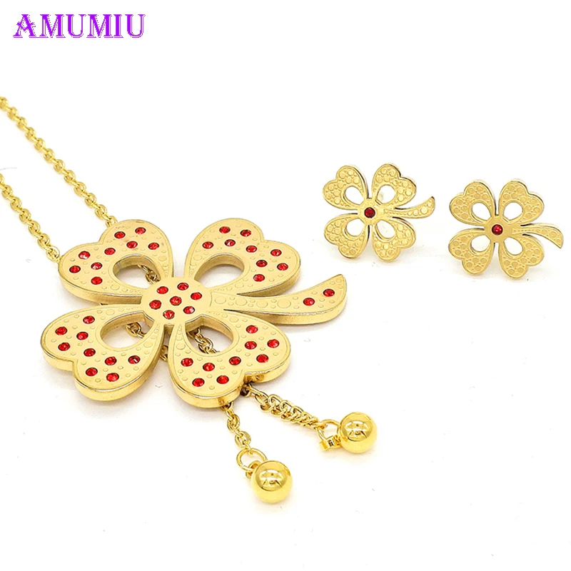 AMUMIU Leaf Plant gold woman jewelry sets Pendant Necklace and Earrings set red crystal For Wedding Sets party sweet JS024
AMUMIU Leaf Plant gold woman jewelry sets Pendant Necklace and Earrings set red crystal For Wedding Sets party sweet JS024