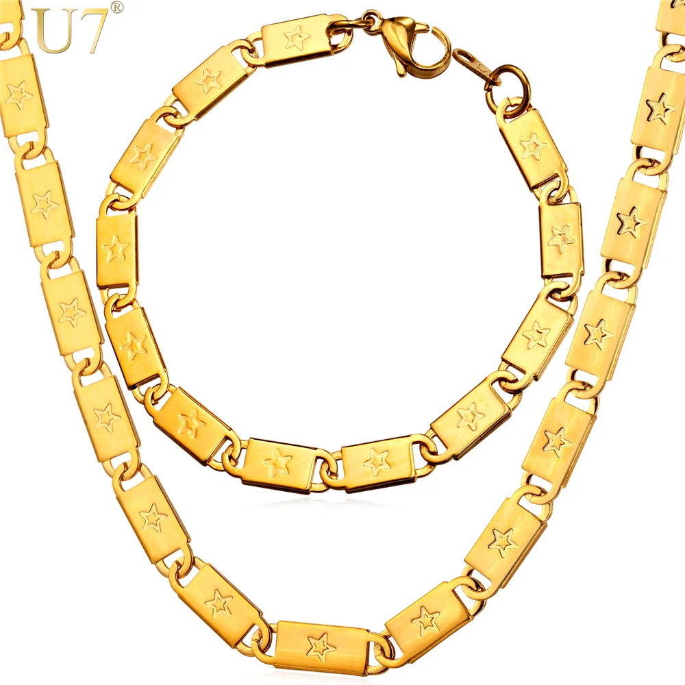 U7 Men's Chain Jewelry Sets Fashion Stainless Steel Jewelry Wholesale Trendy 4 Size Star Chain Bracelet Necklace Set S813
U7 Men's Chain Jewelry Sets Fashion Stainless Steel Jewelry Wholesale Trendy 4 Size Star Chain Bracelet Necklace Set S813