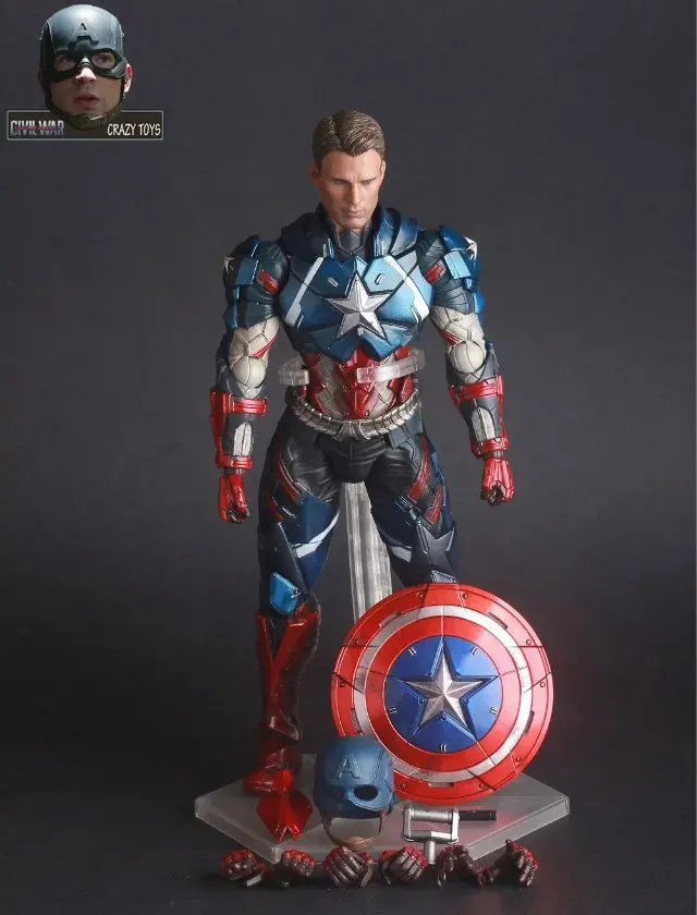 Сумасшедшие игрушки Marvel Мстители 12 "25 см Капитан Америка супер герой ПВХ
