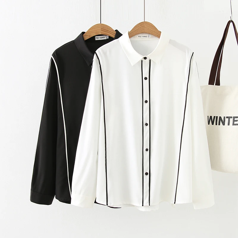 Plus size long sleeve turn-down collar patchwork blouses women 2019 casual white & black shirt spring & autumn ladies tops
Plus size long sleeve turn-down collar patchwork blouses women 2019 casual white & black shirt spring & autumn ladies tops