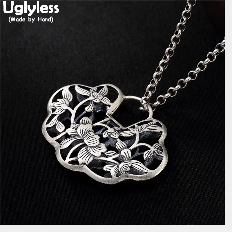 Uglyless 100% Real 925 Sterling Silver Ethnic Heart Pendants for Women Hollow Orchid pendant Necklace NO Chain Thai Silver Jewel
Uglyless 100% Real 925 Sterling Silver Ethnic Heart Pendants for Women Hollow Orchid pendant Necklace NO Chain Thai Silver Jewel
