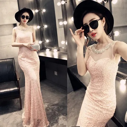 Fishtail bride wedding toast clothing evening dress fashion party dresses flesh pink princess dress long section
Fishtail bride wedding toast clothing evening dress fashion party dresses flesh pink princess dress long section