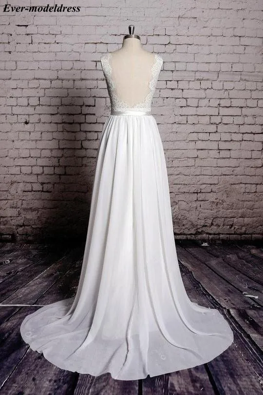 Backless Sexy Wedding Dresses Boho 2019 A-Line Chiffon Lace Appliques V-Neck Cheap Bridal Gowns Robe De Mariee Real Photos
Backless Sexy Wedding Dresses Boho 2019 A-Line Chiffon Lace Appliques V-Neck Cheap Bridal Gowns Robe De Mariee Real Photos