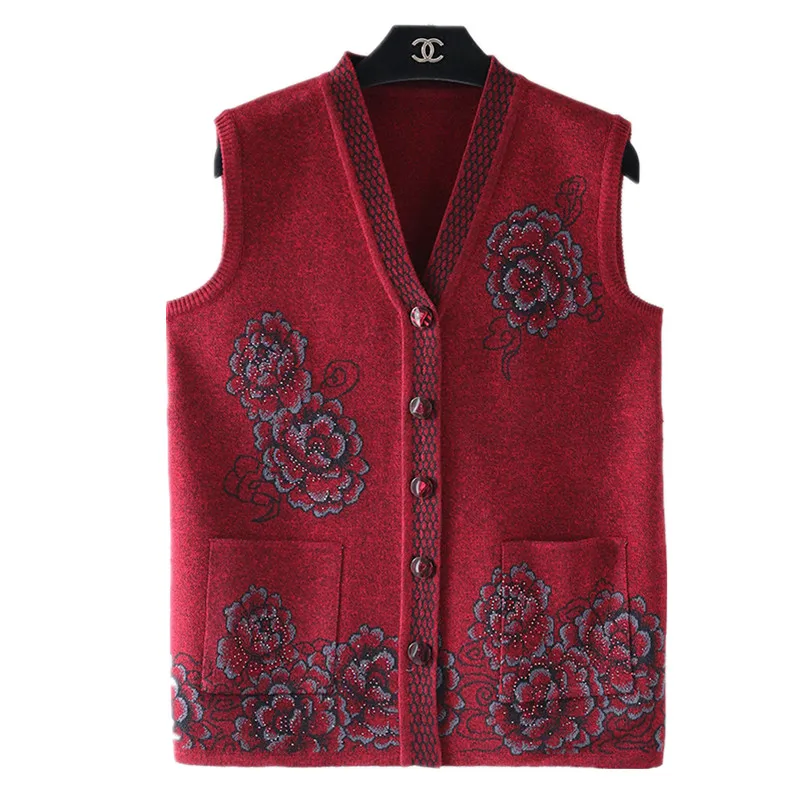 Middle-aged women's Sweater Vest Jacket Spring Autumn Sleeveless Grandma Knitwear Waistcoat Warm Cardigan Coat Top Plus size 5XL
Middle-aged women's Sweater Vest Jacket Spring Autumn Sleeveless Grandma Knitwear Waistcoat Warm Cardigan Coat Top Plus size 5XL