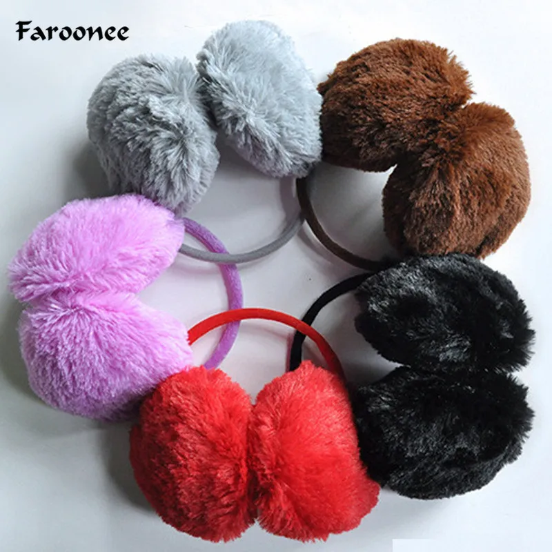 Женские/женские пушистые наушники Faroonee U Pick однотонные зимние теплые мягкие