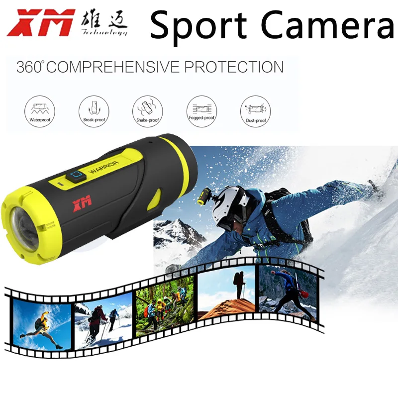 XM H.265 1080P HD Водонепроницаемый Спорт действий Камера 16 ГБ SD карты 3400Amh Батарея Wi-Fi
