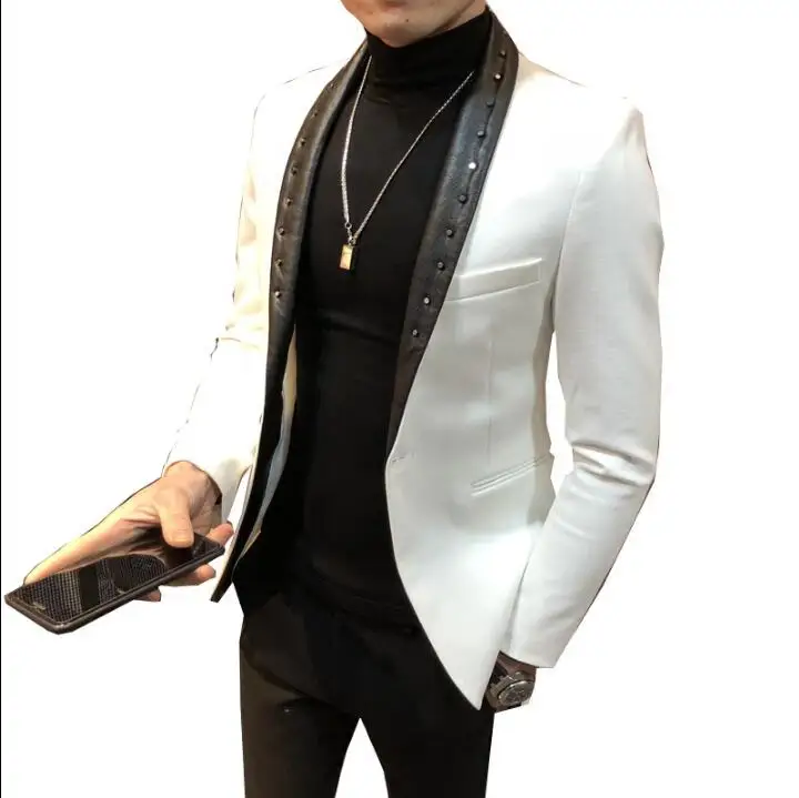 Fashion dress host 2020 spring autumn men's slim Korean version of the small suit nightclub barber black and white Liu Ding deco
Fashion dress host 2020 spring autumn men's slim Korean version of the small suit nightclub barber black and white Liu Ding deco