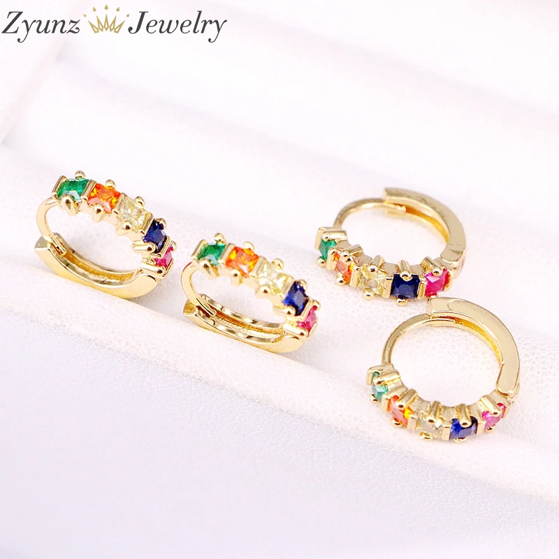 10Pairs, New Micro Pave Zirconia Women Hoops Square Colorful CZ Crystal Earrings Charm Gold Color Jewelry
10Pairs, New Micro Pave Zirconia Women Hoops Square Colorful CZ Crystal Earrings Charm Gold Color Jewelry