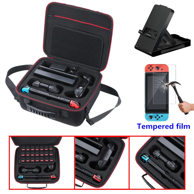 Nintend Switch Accessories Big Capacity EVA Portable Hard Bag Storage Carrying Case+Tempered Glass Film+Adjustable Stand Holder
Nintend Switch Accessories Big Capacity EVA Portable Hard Bag Storage Carrying Case+Tempered Glass Film+Adjustable Stand Holder