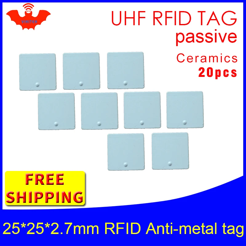UHF RFID Метка 915 м 868 EPC ISO18000 6c 20 шт. Бесплатная доставка инструменты управления 25*25*2 7