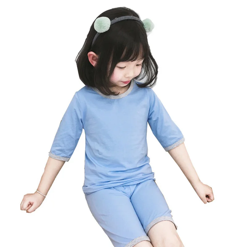 Комплекты детской одежды для девочек и мальчиков хлопковые топы с коротким
