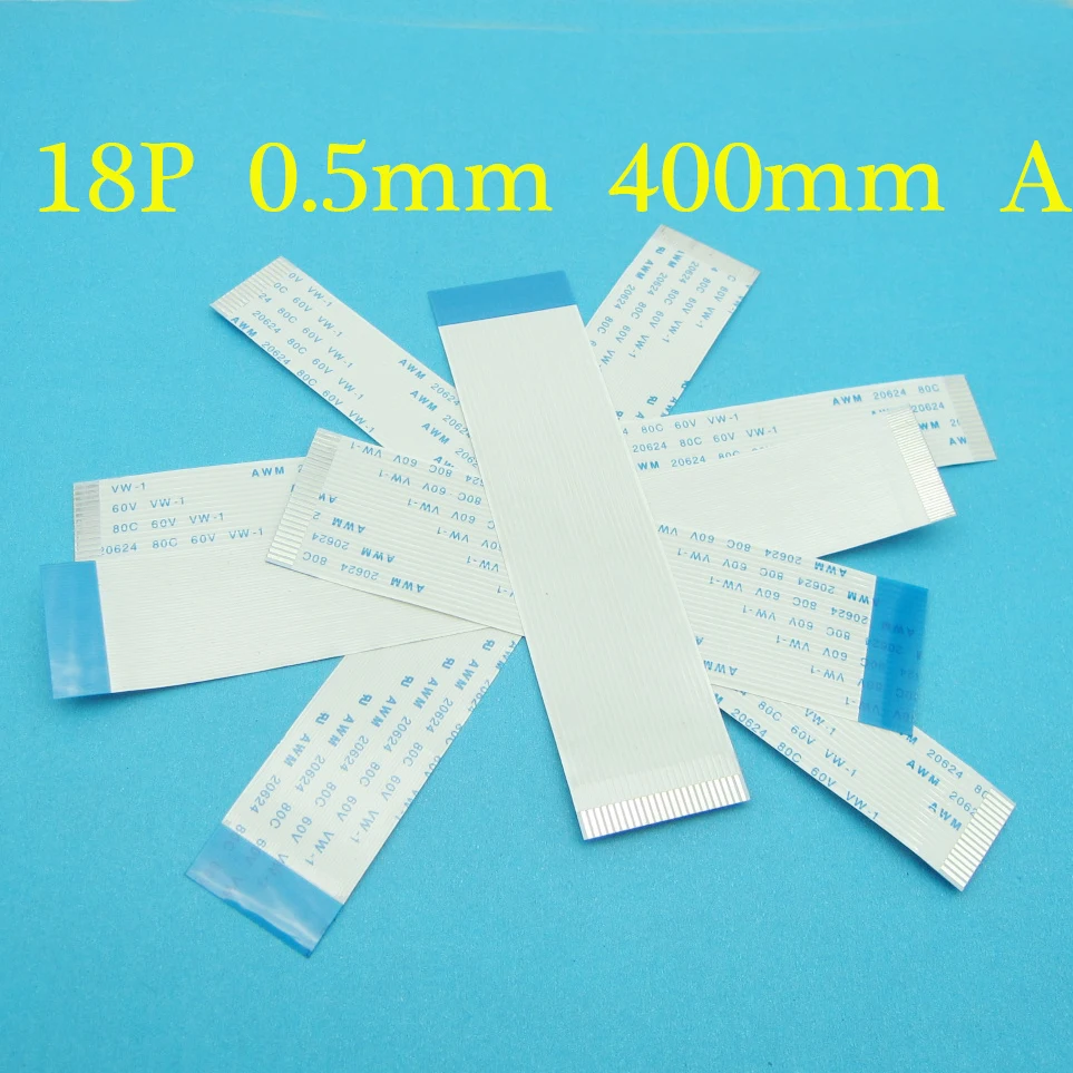 10pcs 18pin FFC FPC flat flexible cable 0.5mm pitch 18 pin typeA Length 400mm Ribbon Flex Cable AWM 20624 80C 60V VW-1
10pcs 18pin FFC FPC flat flexible cable 0.5mm pitch 18 pin typeA Length 400mm Ribbon Flex Cable AWM 20624 80C 60V VW-1