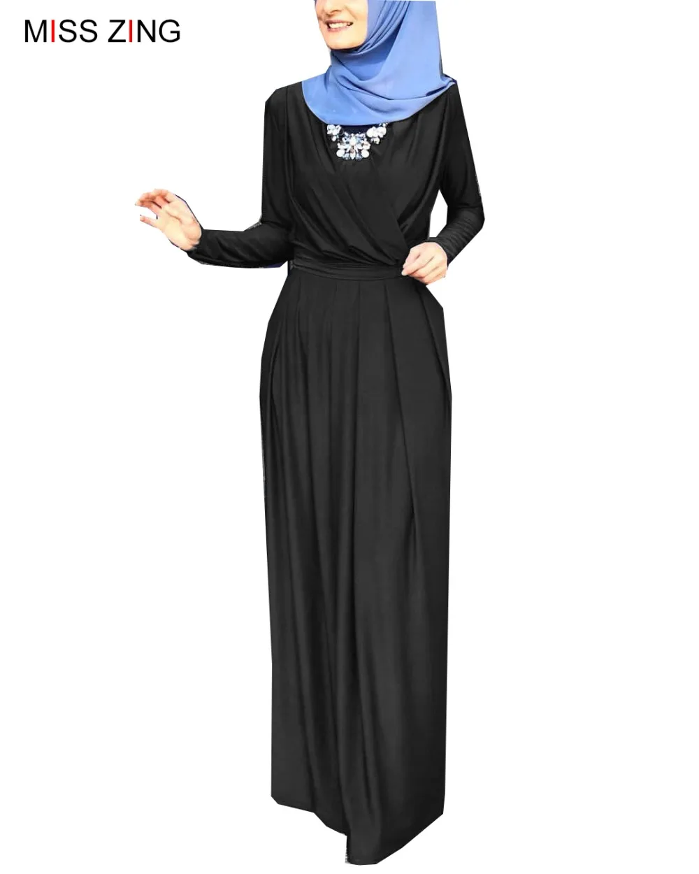

Zing Elegant Muslim Abaya Sashes New Dress Mesh Cardigan Tunic Kimono Long Robes Jubah Middle East Ramadan Arab Islamic Prayer
