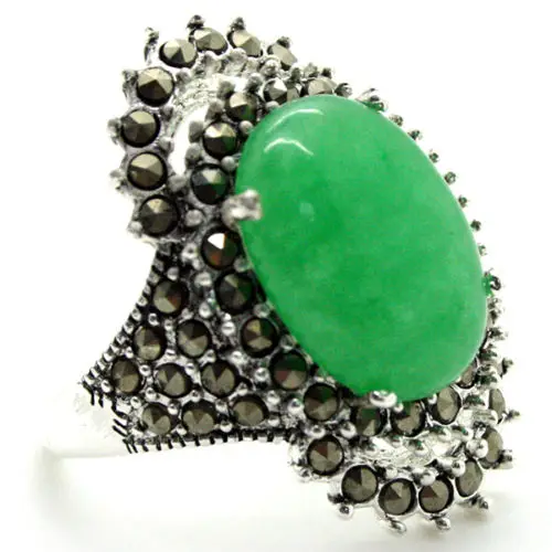 nice gift 17*29mm VINTAGE GREEN Natural jade MARCASITE 925 STERLING SILVER RING SIZE 7/8/9/10
nice gift 17*29mm VINTAGE GREEN Natural jade MARCASITE 925 STERLING SILVER RING SIZE 7/8/9/10