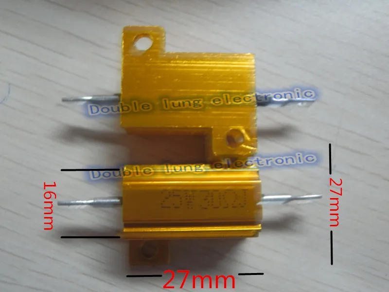 Золотистый Алюминиевый резистор 2 шт./лот 25 Вт 1R 2R 3R 4R 5R 6R 8R 1.5R 2.2R 2.5R 4.7R 12R 15R 30R ohm