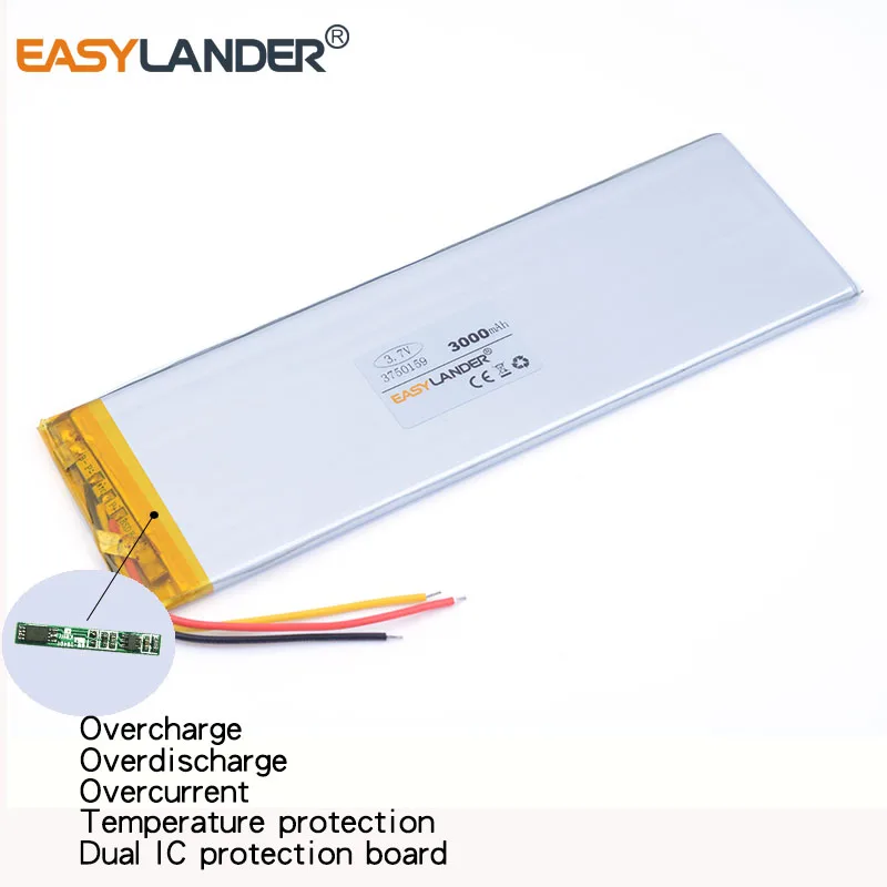 batterie lithium 3.7V 3000mah 3750159 Lithium Polymer Rechargeable battery For DIY GPS PSP Power bank Tablet PC MID DVD PAD
batterie lithium 3.7V 3000mah 3750159 Lithium Polymer Rechargeable battery For DIY GPS PSP Power bank Tablet PC MID DVD PAD