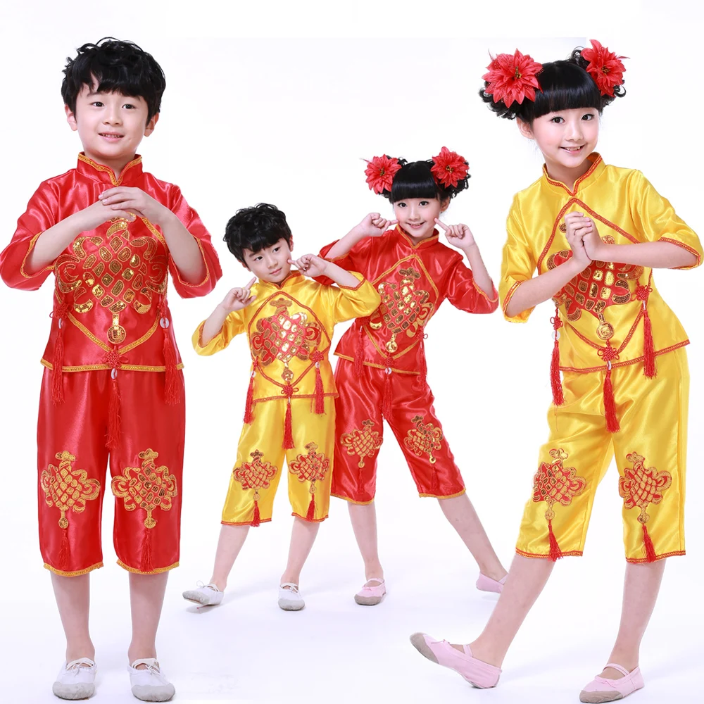 Yangko Dance Custome Chinese Folk for Girl Knot Costumes Festival Ancient Costume | Тематическая одежда и униформа