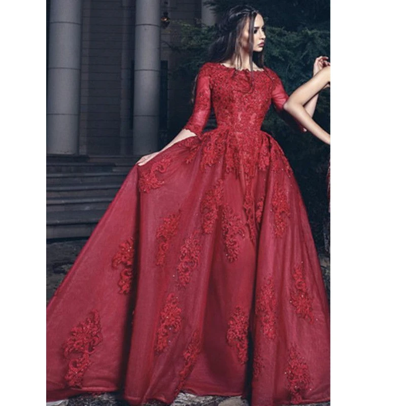 Angel Married evening dresses 2019 Burgundy prom dress half sleeve lace women party gown formal dress vestidos de fiesta
Angel Married evening dresses 2019 Burgundy prom dress half sleeve lace women party gown formal dress vestidos de fiesta
