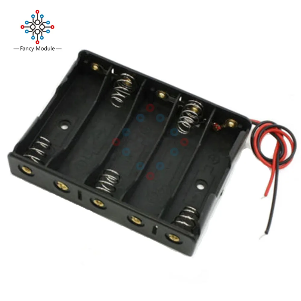 5X1 5 V AA батарея Слот держатель Чехол коробка провода хранения коробки черный|battery