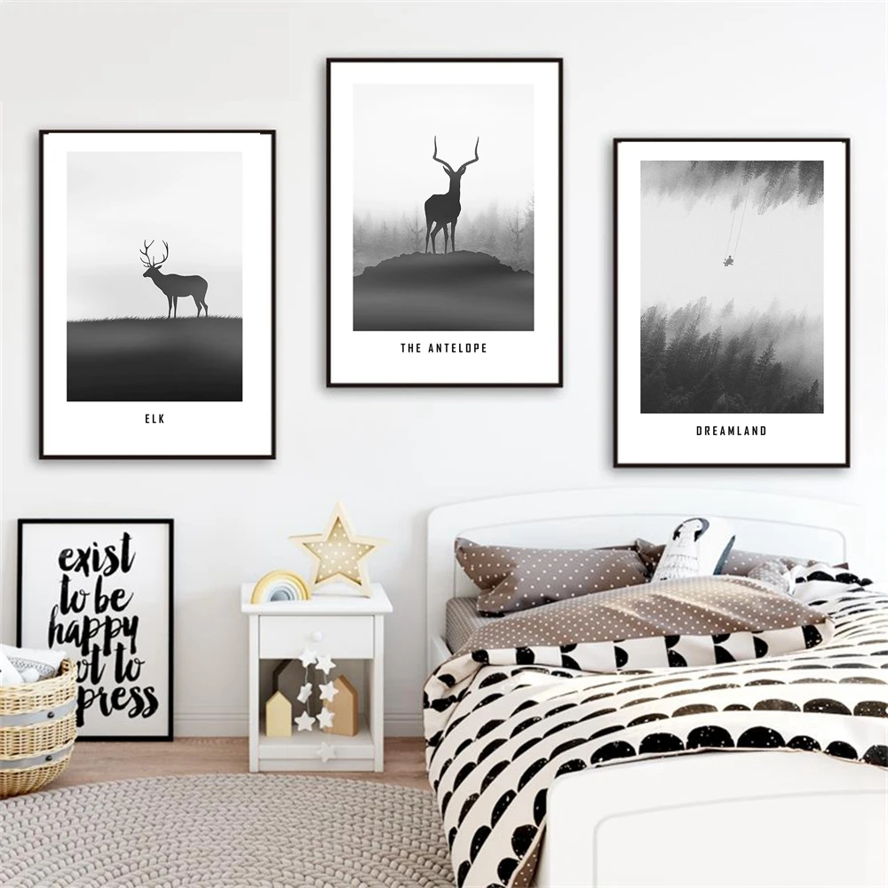 Black and White Nordic Antelope Elk Animals Wall Art Canvas Prints Dreamland Landscape Picture for Bathroom Kitchen Wall Decor
Black and White Nordic Antelope Elk Animals Wall Art Canvas Prints Dreamland Landscape Picture for Bathroom Kitchen Wall Decor