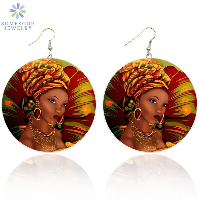 SOMESOOR Black Beauty Afro Art Wooden Drop Earrings African Flower Headwrap Woman 6cm Flat Round Handmade Dangle Jewelry Gifts
SOMESOOR Black Beauty Afro Art Wooden Drop Earrings African Flower Headwrap Woman 6cm Flat Round Handmade Dangle Jewelry Gifts