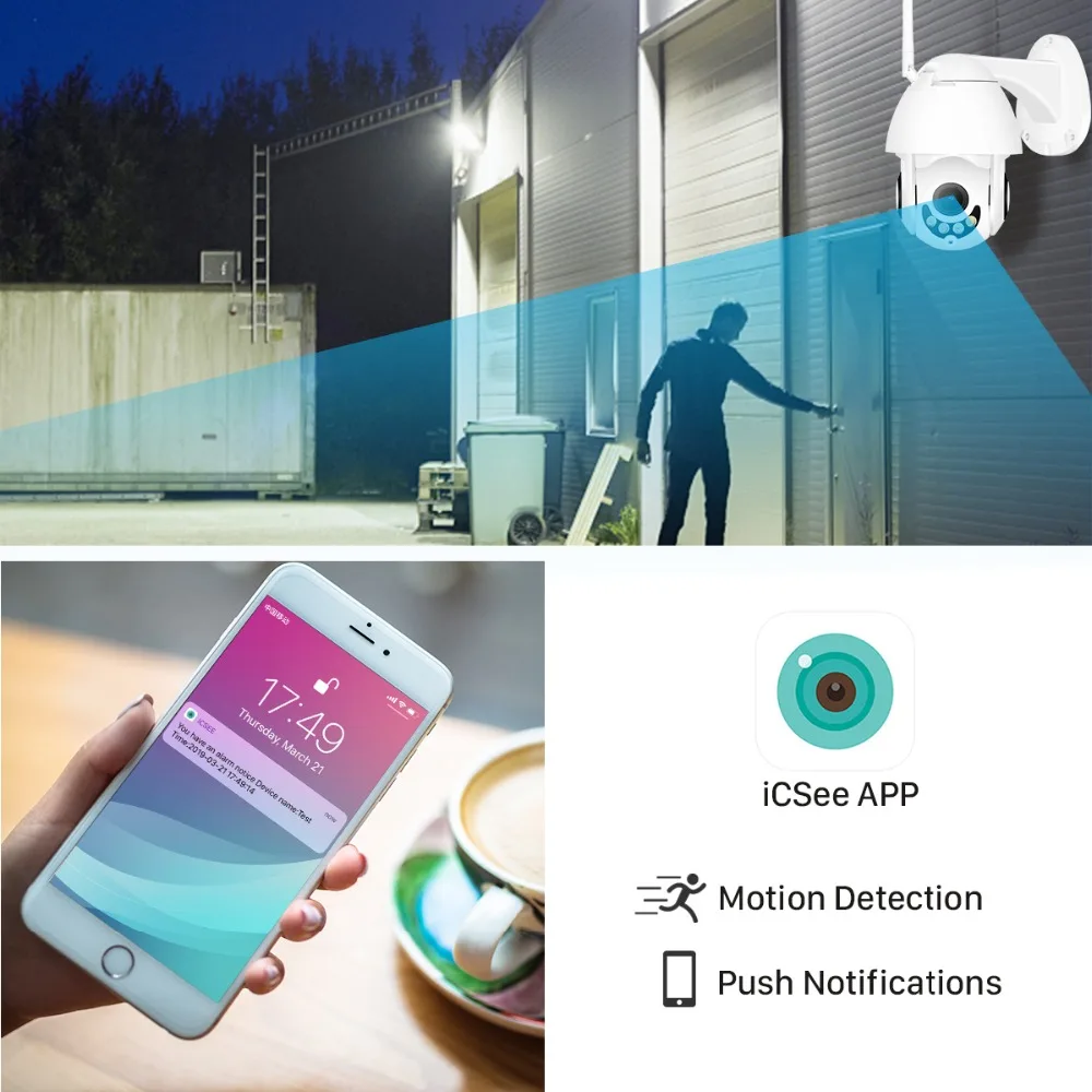 (2 Pack) 1080P PTZ 5X Zoom Wifi Camera Speed Dome IP Camera 1080P Outdoor 2.8-12mm Lens Wireless Camera IR 40m Two Way Audio
(2 Pack) 1080P PTZ 5X Zoom Wifi Camera Speed Dome IP Camera 1080P Outdoor 2.8-12mm Lens Wireless Camera IR 40m Two Way Audio