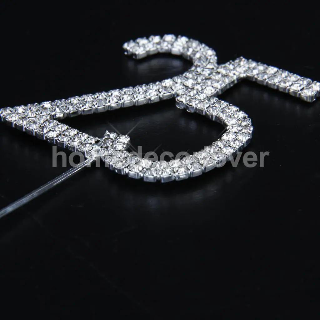 Silver Crystal Rhinestone 25th Birthday wedding Anniversary Number Cake Topper
Silver Crystal Rhinestone 25th Birthday wedding Anniversary Number Cake Topper