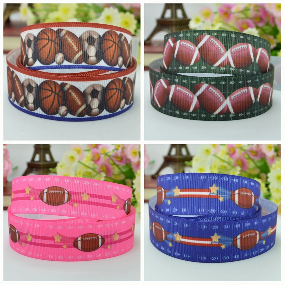 DUWES 7/8 "22 мм 2 5 10 50 ярдов спортивные футбольный мяч печатных grosgrain ленты волос лук
