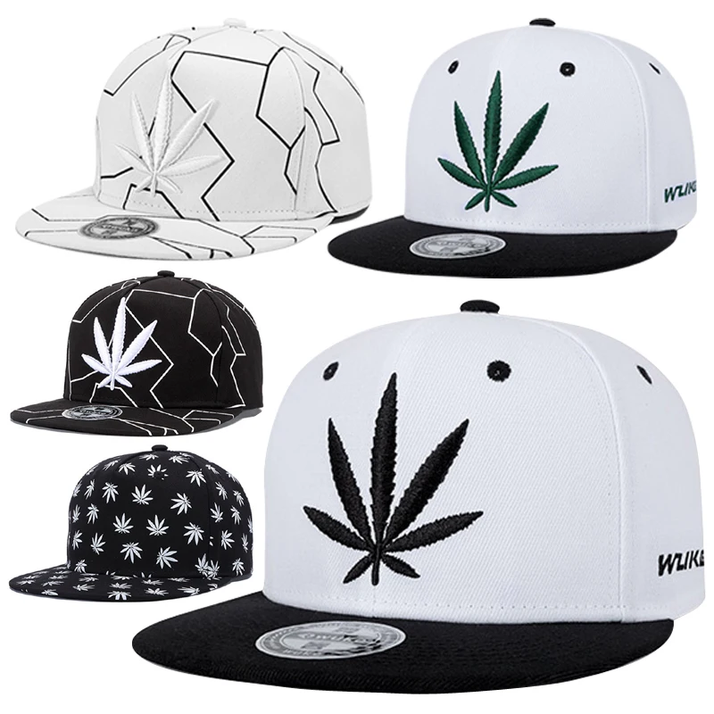 Вышивка кленовый лист модная унисекс плоская шляпа хип хоп Уличный танец Snapback