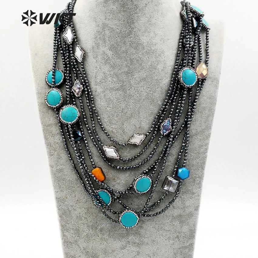 WT-NV203 Vintage Design Sparkly Exquisite Natural Stone With Rhinestone Pave Pendant Hematite beads Necklace Gift For Women
WT-NV203 Vintage Design Sparkly Exquisite Natural Stone With Rhinestone Pave Pendant Hematite beads Necklace Gift For Women