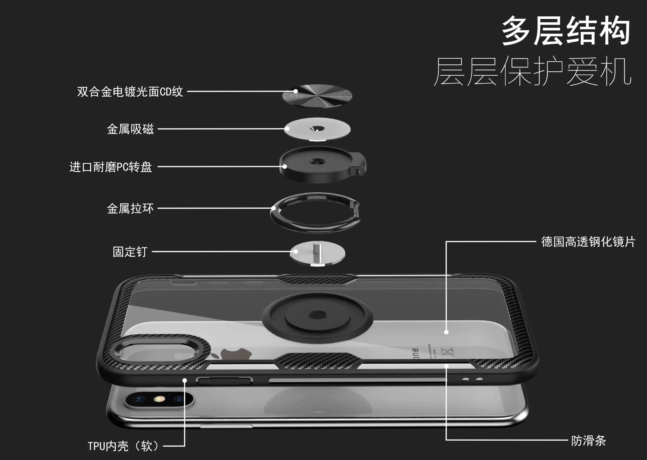 Чехол для Apple iphone XS Max XR X чехол с кольцом подставкой магнитная Прозрачная защитная