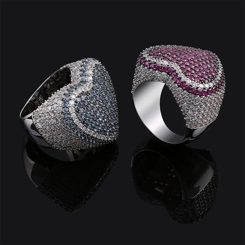 New Red Bule Color Heart Ring Micro Pave Cubic Zircon Round Ring Full Iced Out Bling HipHop/Punk Men Women Jewelry For Gifts
New Red Bule Color Heart Ring Micro Pave Cubic Zircon Round Ring Full Iced Out Bling HipHop/Punk Men Women Jewelry For Gifts