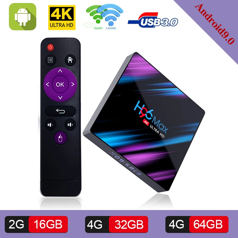 H96Max Android 9 0 ТВ коробка Rockchip 3318 Четырехъядерный 4 ГБ 32 Смарт USB3.0|ТВ-приставки и
