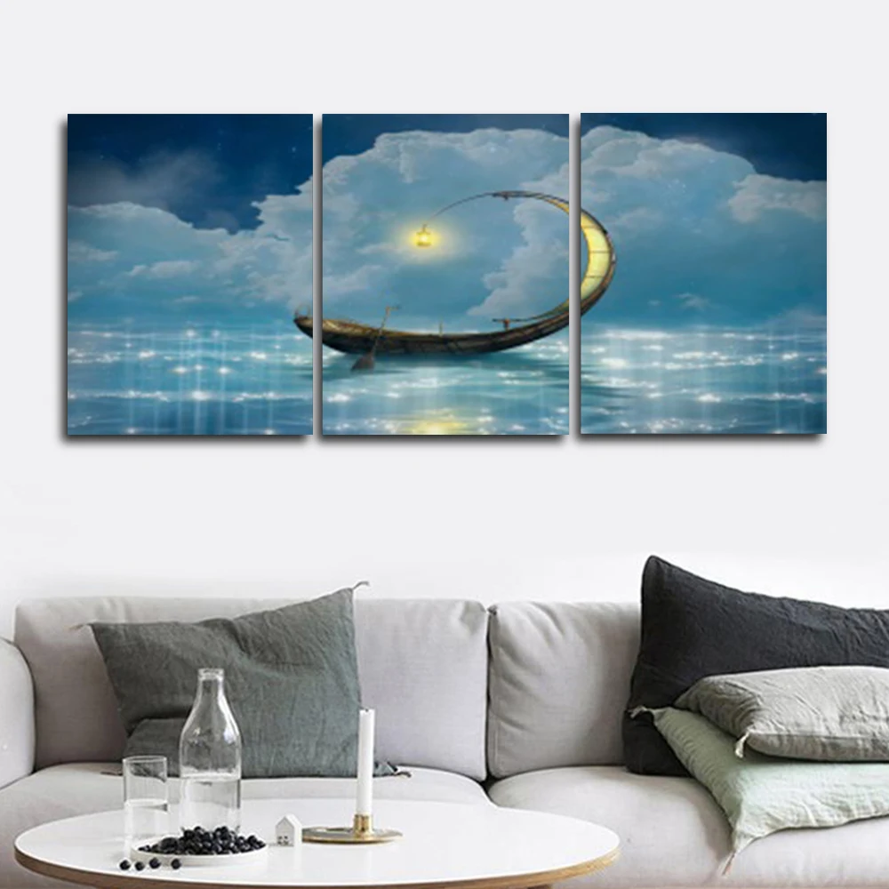 Laeacco Night Moon Boat Wall Art Abstract Posters and Prints Paint On Canvas Painting Nordic Living Room Home Decoration
Laeacco Night Moon Boat Wall Art Abstract Posters and Prints Paint On Canvas Painting Nordic Living Room Home Decoration